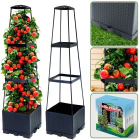 2-Pack 44.8" Self-Watering Tomato Planter with Trellis – Heavy-Duty Indoor & Outdoor Raised Garden Box, Built-in Trapezoid Climbing Grid for Tomatoes