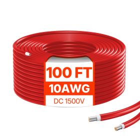 100FT Solar Panel Extension Cable 10AWG Waterproof PV 6mm² Cable Red