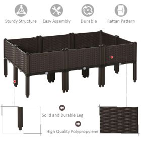 6 Piece Raised Garden Bed with Legs, Self-Watering Planter Box Raised Bed to Grow Flowers, Herbs & Vegetables, Brown