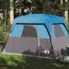 4-Person Waterproof Camping Cabin Tent with Rainfly, Mesh Ventilation & E-Port – Blue