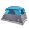 4-Person Waterproof Camping Cabin Tent with Rainfly, Mesh Ventilation & E-Port – Blue