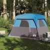 4-Person Waterproof Camping Cabin Tent with Rainfly, Mesh Ventilation & E-Port – Blue