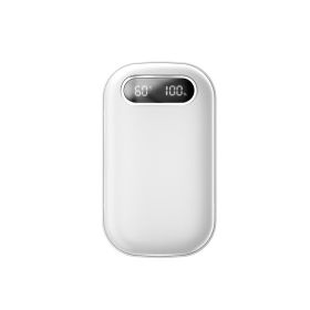 Large Capacity Double-sided Heating Digital Display USB Charging Portable Hand Warmer (Option: N25 White-1PCS)