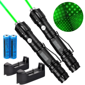 Green Laser Pointer Pen Astronomy Star Visible Beam Lazer+Battery+Charger (Quantity: 2 pcs)