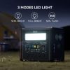 2000W Portable Power Station, 1536Wh LiFePO4 Battery Pack with 4000W Surge, AC Fast Charge,1.5H Full charged, LED Flashlight - Solar Generator fo