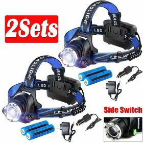 Rechargeabl LED Headlight Headlamp Head Torch Flashlight Work Light Camping Lamp (Quantity: 2 sets)