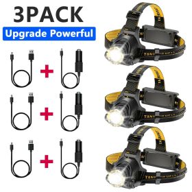 12000000lm LED Headlamp USB Rechargeable Headlight Head Torch Lamp Flashlight (Quantity: 3 pcs)