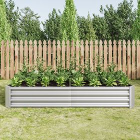 Raised Garden Bed Outdoor, 6×3×1ft , Metal Raised Rectangle Planter Beds for Plants, Vegetables, and Flowers - Silver (Color: as Pic)