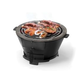 Outdoor Portable Charcoal Hibachi Grill with Grill Grate (Color: Black, Type: Style A)