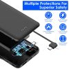 10000mAh Power Bank Portable Phone Charger External Battery Pack with LT & Type-C Double-ended Cable Type-C USB Cable Fit For IOSPhone 14 Android