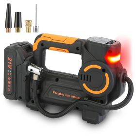 1Pc 140W 150PSI 21V Battery Powered Tire Inflator Cordless Air Inflator Digital Air Compressor With LED Light For Cars Motorcycles Bicycles Balls (Option: Black)